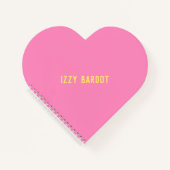 Girl Hot Pink und Yellow Name Heart Notebook Notizblock (Vorderseite)