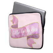 Girl Hübsch Blush Pink Hallo wunderschöne goldene Laptopschutzhülle (Vorderseite Links)