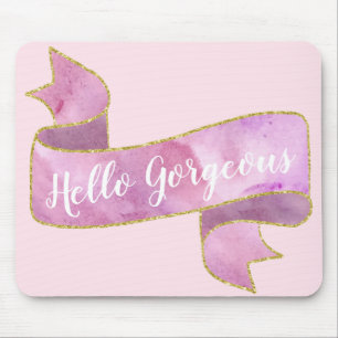 Girl Hübsch Blush Pink Hallo wunderschöne goldene  Mousepad