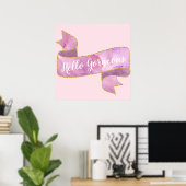 Girl Hübsch Blush Pink Hallo wunderschöne goldene Poster (Heimbüro)