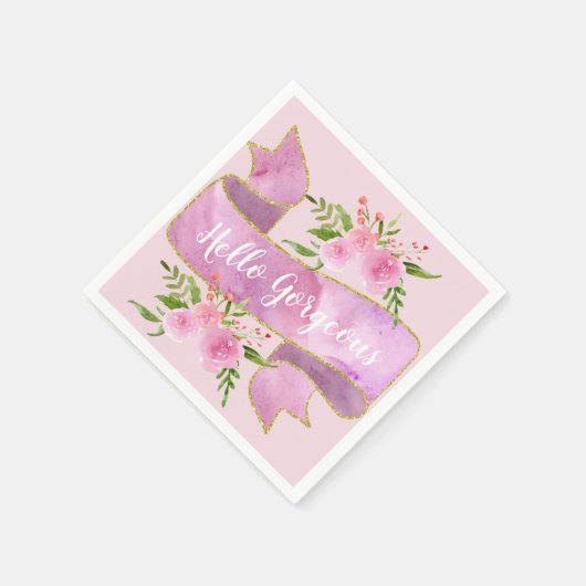 Girl Hübsch Blush Rosa Hallo Gaumen Gold Serviette (Ecke)