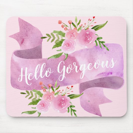 Girl Hübsch Chic Floral Blush Pink Hallo wundersch Mousepad (Vorne)