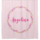 Girl Hübsch Pink Blumenstrauß Personalisierter Nam Duschvorhang (Vorderseite)