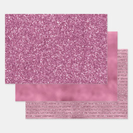 Girl Hübsch Pink Glitzy Glitzer Sparkle Geschenkpapier Set