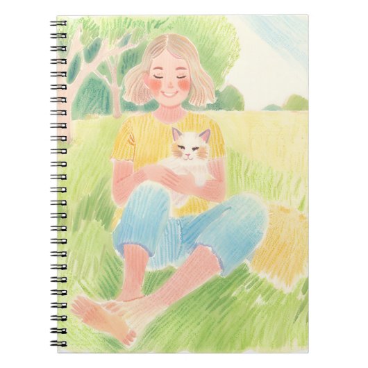 Girl hugging a cat notizblock (Vorderseite)