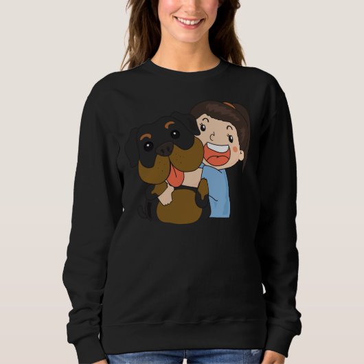 Girl Hugging A Rottweiler Sweatshirt (Vorderseite)