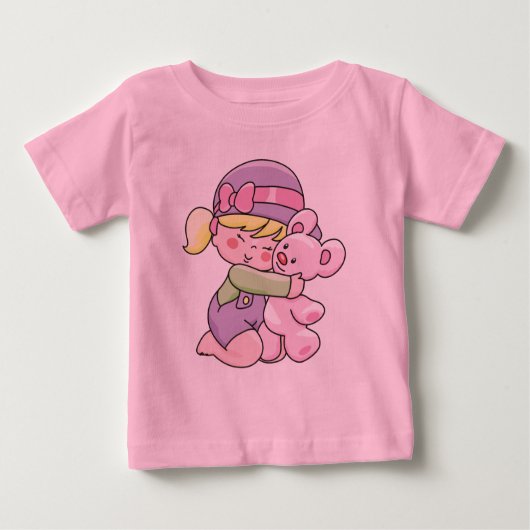 Girl Hugging Bärentreste und Geschenke Baby T-shirt (Vorderseite)