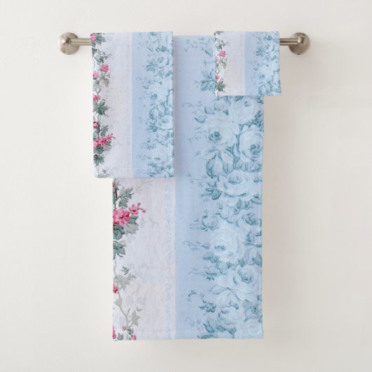 Girl Hütte Chic Pink und Blue Rose Badhandtuch Set (Insitu)