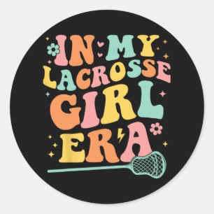 Girl I Lacrosse Niedliches Lacrosse Girl Runder Aufkleber
