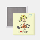 Girl I Liebe Fußball T - Shirt und Geschenke Magnet (Vorderseite/Rückseite)