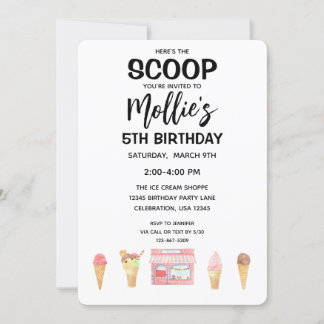 Girl Ice Cream Cone Pink Party Einladung