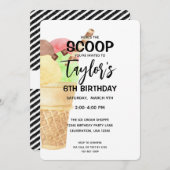 Girl Ice Cream Cone Pink Party Einladung (Vorne/Hinten)