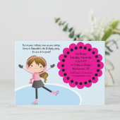 Girl Ice Skaten Hot Pink zum Geburtstag Einladung (Stehend Vorderseite)