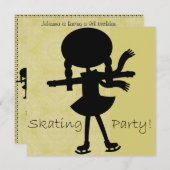 Girl Ice Skaten Party Geburtstag Einladung (Vorne/Hinten)
