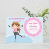 Girl Ice Skaten Pink Geburtstagseinladung Einladung (Stehend Vorderseite)