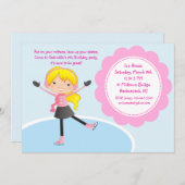 Girl Ice Skaten Pink Geburtstagseinladung Einladung (Vorne/Hinten)