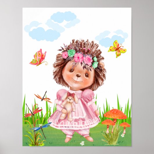 Girl-Igel im Garten Poster (Vorne)