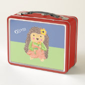 Girl-Igel personalisierte Metallbox Metall Brotdose (Rückseite)