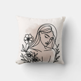 Girl Illustration Pillow – Modern Artistic Accent Kissen