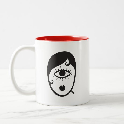 Girl Illustration Zweifarbige Tasse (Links)