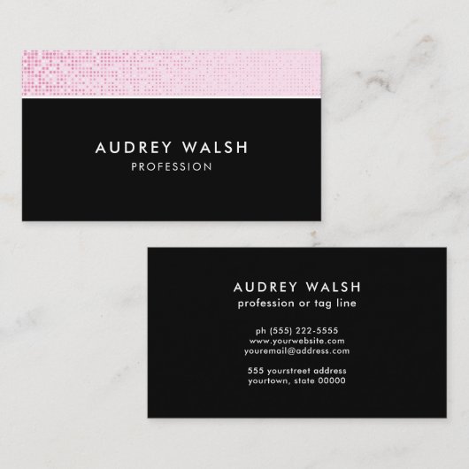 Girl-Imitate Rosa Sequin Streifen Visitenkarte (Vorne/Hinten)