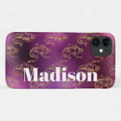 Girl Imitats Glitzer Lila und Gold Mermaid Muster Case-Mate iPhone Hülle (Rückseite (Horizontal))