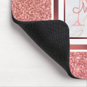 Girl Imitats Rose Gold Glitzer Monogram Name Mousepad (Ecke)