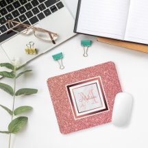 Girl Imitats Rose Gold Glitzer Monogram Name