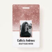 Girl Imitats Rose Gold Sequin Glitzer White Ombre Ausweis (Vorderseite)