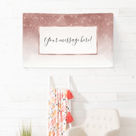 Girl Imitats Rose Gold Sequin Glitzer White Ombre Banner (Insitu)
