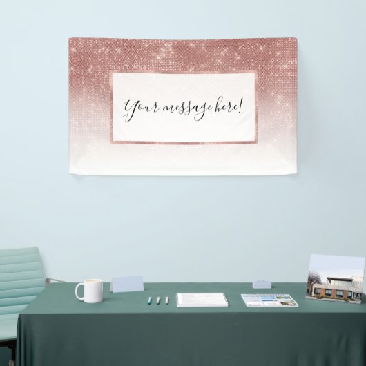 Girl Imitats Rose Gold Sequin Glitzer White Ombre Banner (Messeveranstaltung)