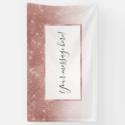 Girl Imitats Rose Gold Sequin Glitzer White Ombre Banner (Vertikal)
