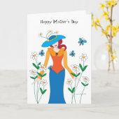 Girl in a Garden of Daisis and Butterflies Card Karte (Gelbe Blume)