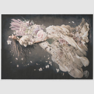 Girl in Bloom, humming bird & floral portrait Art Seidenpapier