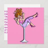 GIRL IN EINER MARTINI-GLAS (Rot)-PARTY EINLADUNG (Vorne/Hinten)