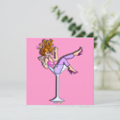 GIRL IN EINER MARTINI-GLAS (Rot)-PARTY EINLADUNG (Stehend Vorderseite)