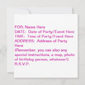 GIRL IN EINER MARTINI-GLAS (Rot)-PARTY EINLADUNG (Rückseite)