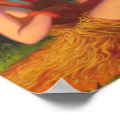 Girl in Moonlight with Banjo Ukulele Poster (Ecke)