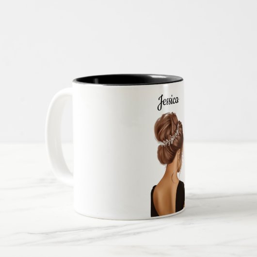 Girl in Personalisierter Schwarzkaffee Zweifarbige Tasse (Vorderseite Links)