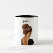 Girl in Personalisierter Schwarzkaffee Zweifarbige Tasse (Mittel)