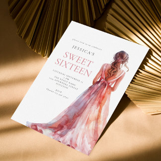 Girl in Pink Gown Sweet 16 Geburtstagsparty Einladung