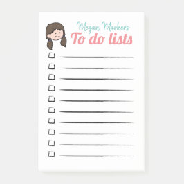 Girl in Ponytails To do lists Post-it Klebezettel