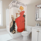 Girl in Red Dress Drinking Milk Steinlen Poster Duschvorhang (Beispiel)