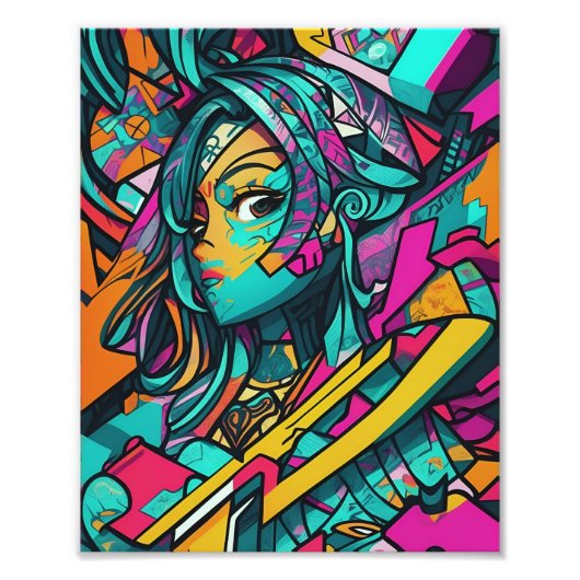 Girl in Urban WallStyle - KI Art Fotodruck (Vorne)