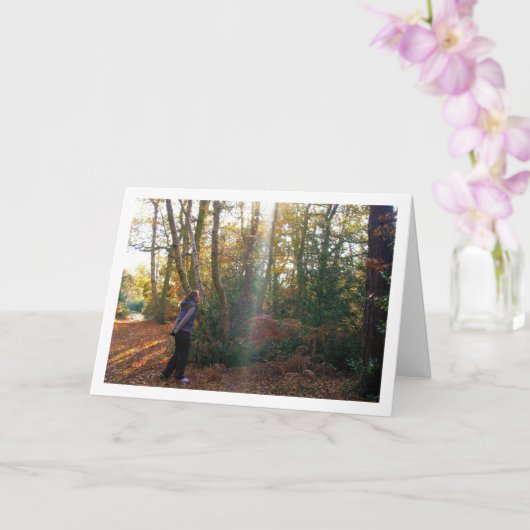 Girl in Woods Portrait Karte (Orchidee)