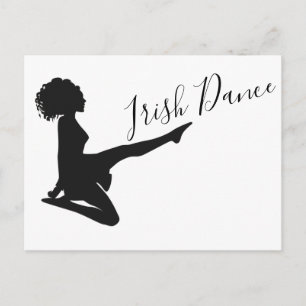 Girl Irish Dancer Soft Shoe Black and White Dance Postkarte