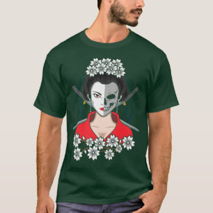 Girl Japanese Samurai Vintag Samurai Cat Geisha A T-Shirt