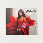 Girl Japanisch Kimono Asiatische farbige rote Blut Wandteppich (Vorderseite (Horizontal))