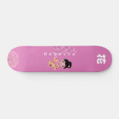 Girl japanischer Stil mit Monogram "Blume" Skateboard (Horizontal)
