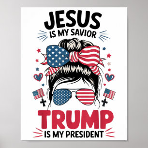 Girl Jesus My Retter Trump Präsident Christlich Wo Poster